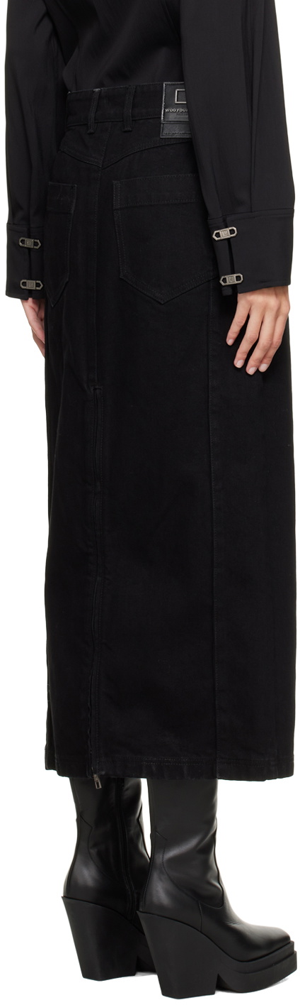 WOOYOUNGMI Black Washed Denim Midi Skirt
