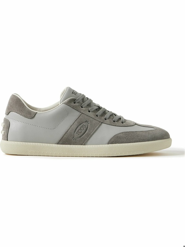 Photo: Tod's - Rubber-Trimmed Leather and Suede Sneakers - Gray