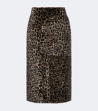 Nour Hammour Alana leopard-print shearling pencil skirt