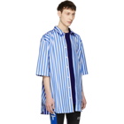 Martine Rose Blue and White Short Sleeve Striped Oversized Shirt