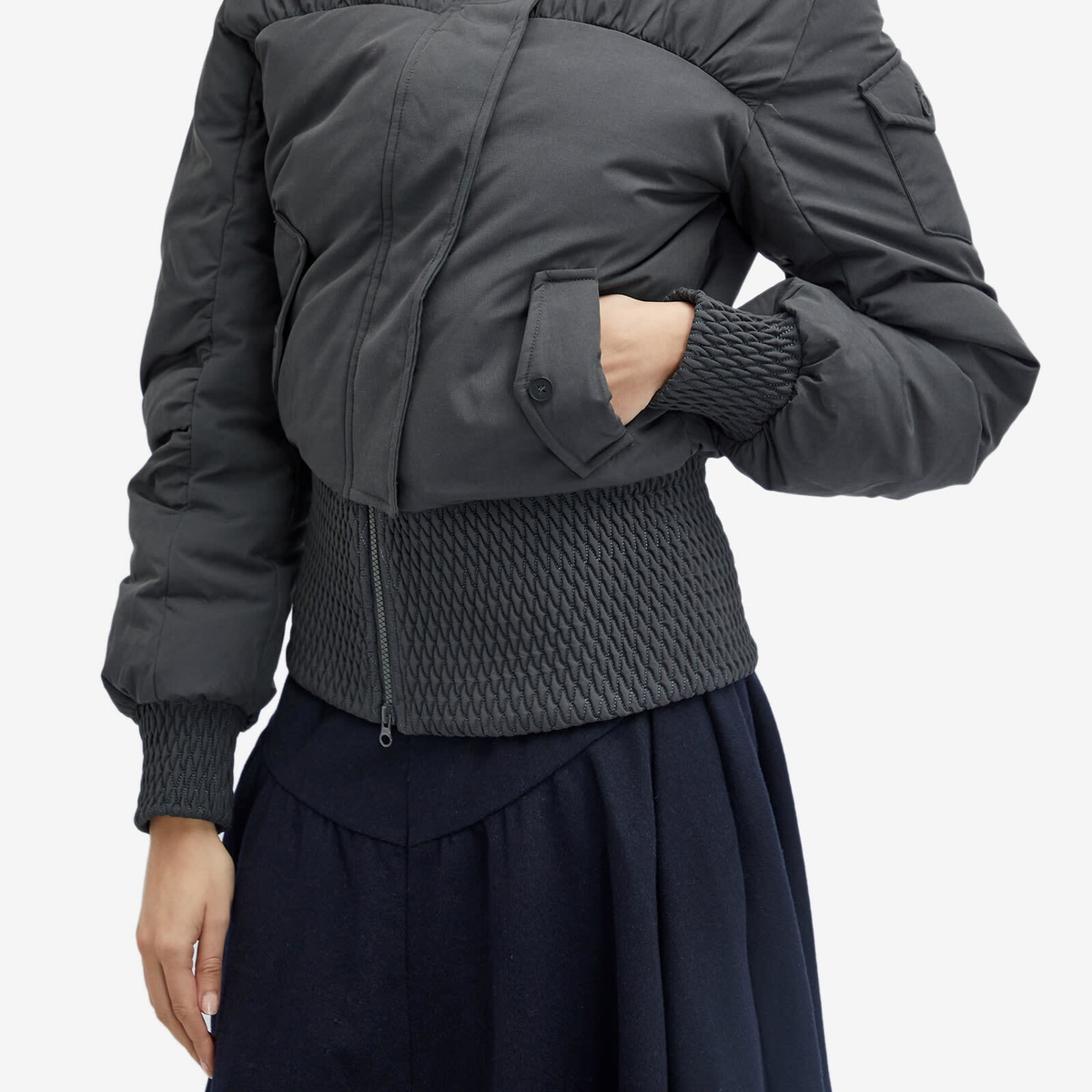 Peachy Den Women's Sandy Puffer Jacket in Graphite