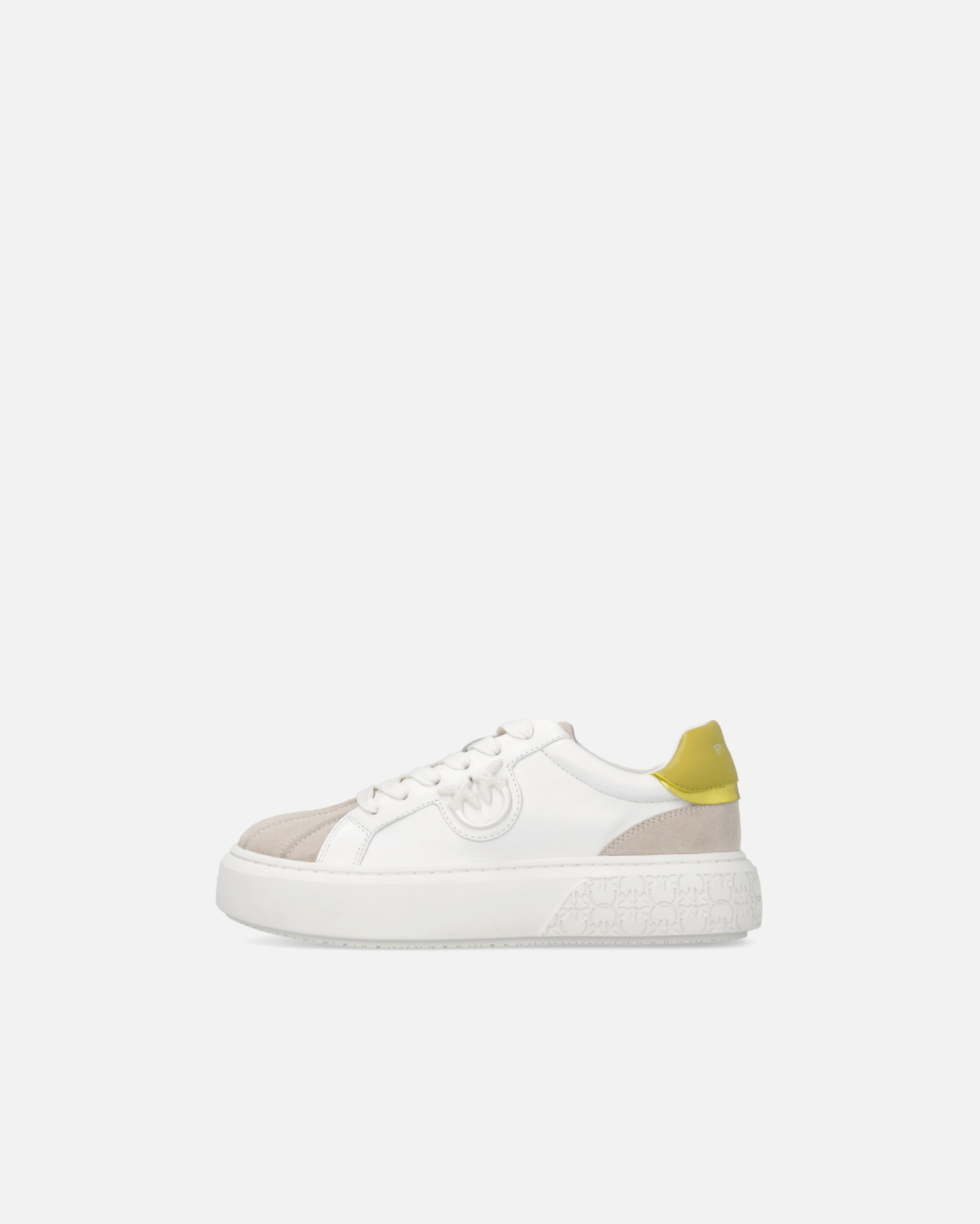 Pinko Sneakers With Platform Sole And Coloured Heel White/Lime