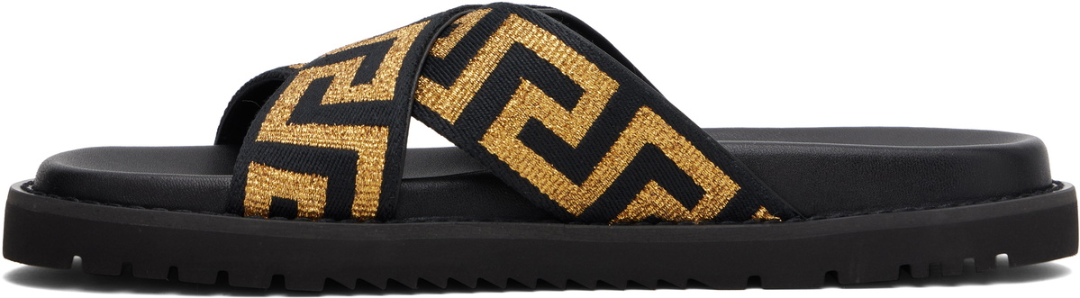 Versace Black Jacquard Nappa Sandals