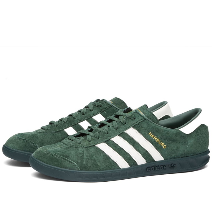 Photo: Adidas Men's Hamburg Sneakers in Green Oxide/Off White
