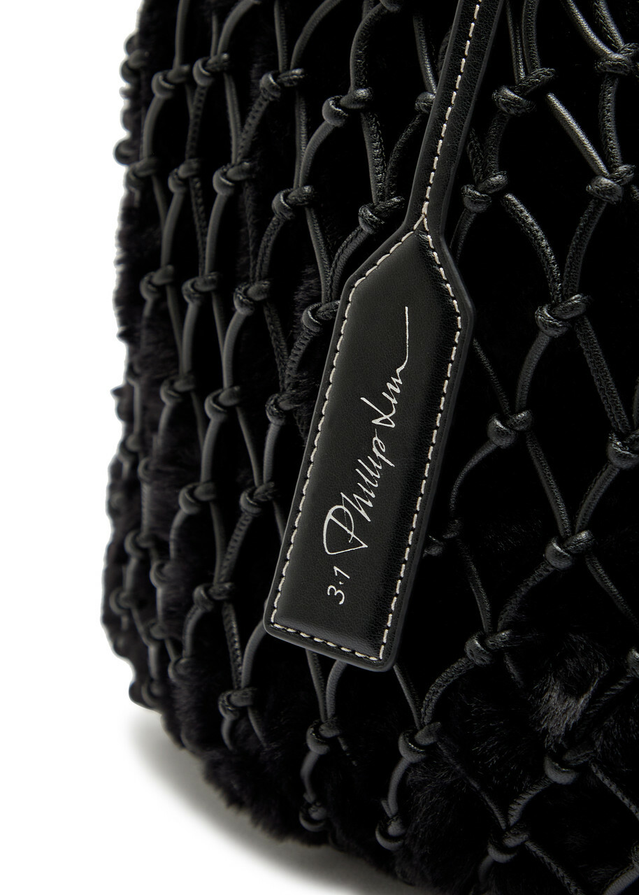 3.1 Phillip Lim Macrame Mini Caged Faur fur Tote - Black - One Size