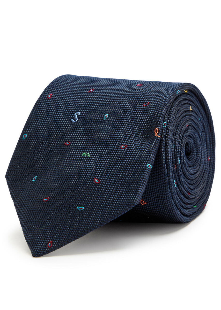 Paul Smith - 8cm Polka-Dot Two-Tone Silk and Linen-Blend Tie Paul