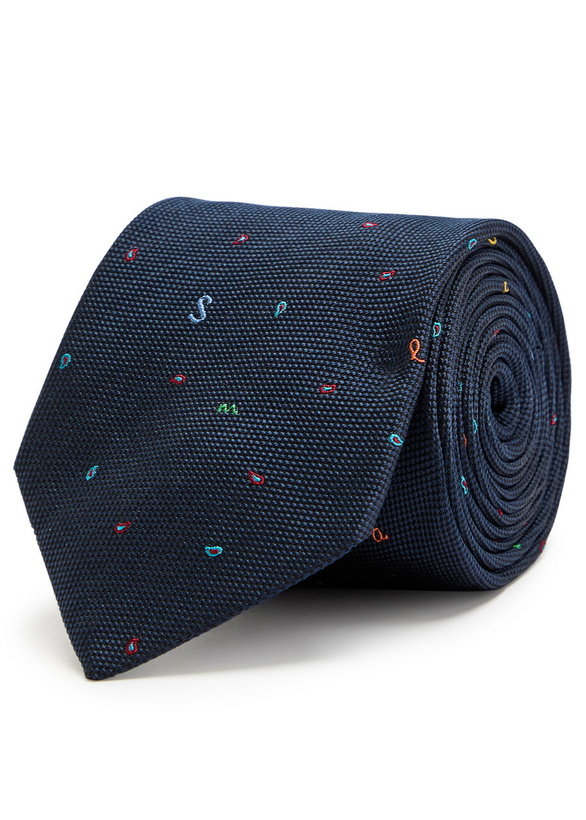 Photo: Paul Smith Embroidered Silk tie - Blue - One Size