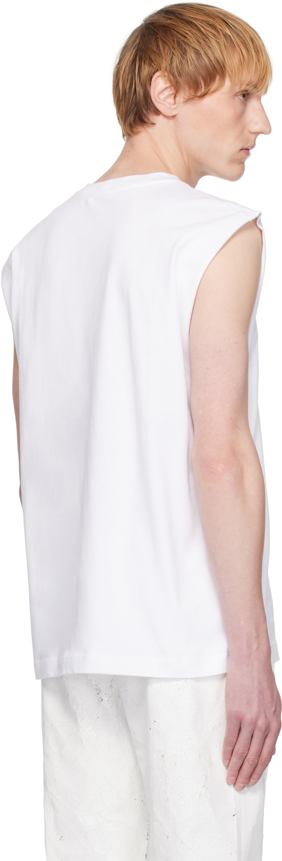 Helmut Lang White Embossed Logo Tank Top