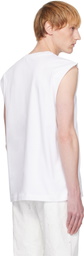 Helmut Lang White Embossed Logo Tank Top