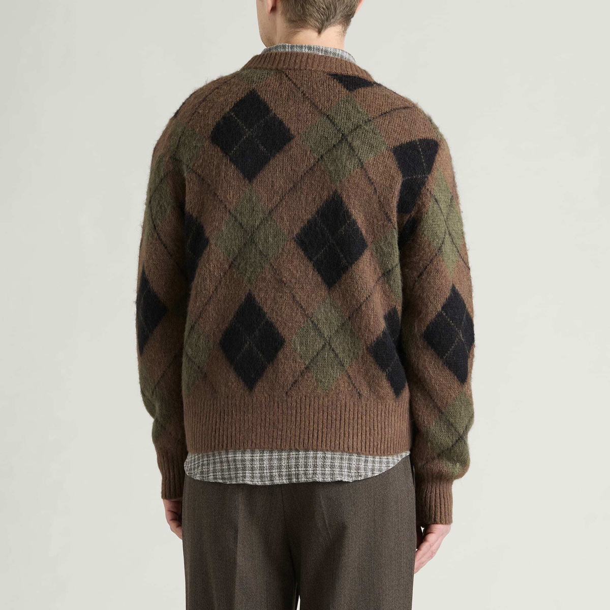 Corridor Men's Argyle Cardigan in Brown