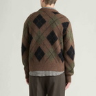 Corridor Men's Argyle Cardigan in Brown