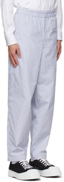 Comme des Garçons Shirt Blue & White Gabardine Stripe Trousers