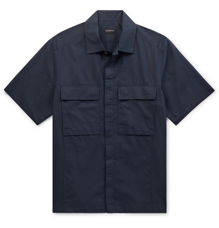 Photo: Ermenegildo Zegna - Cotton and Silk-Blend Overshirt - Blue