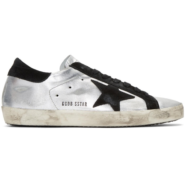Photo: Golden Goose Silver and Black Superstar Sneakers