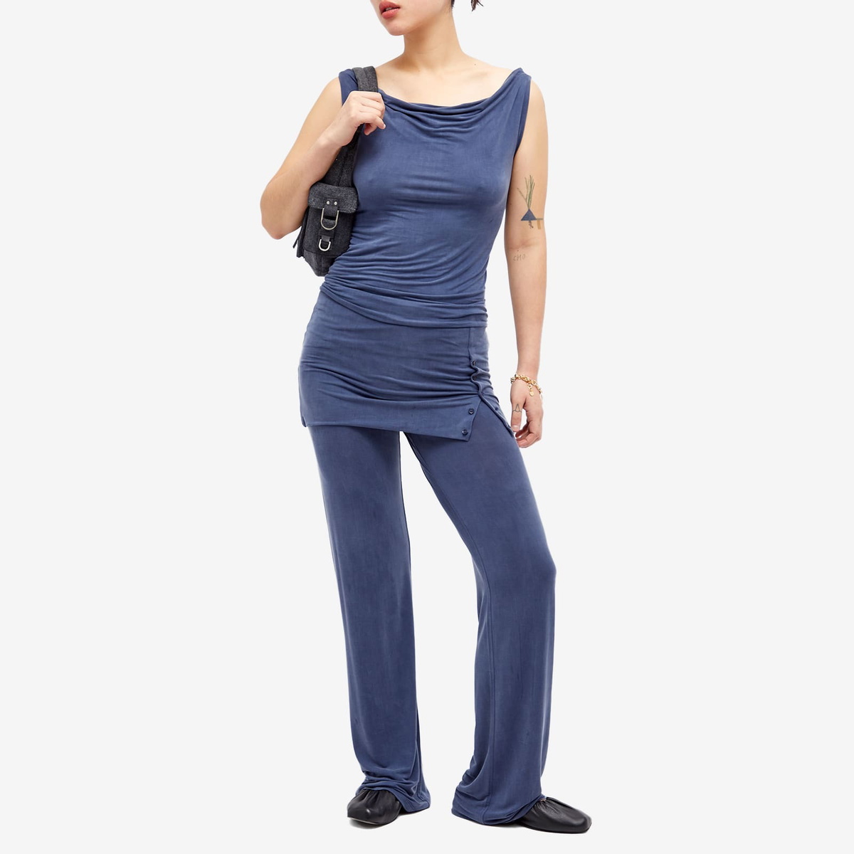 Peachy Den Women's Kylie Cupro Trousers in Denim Blue