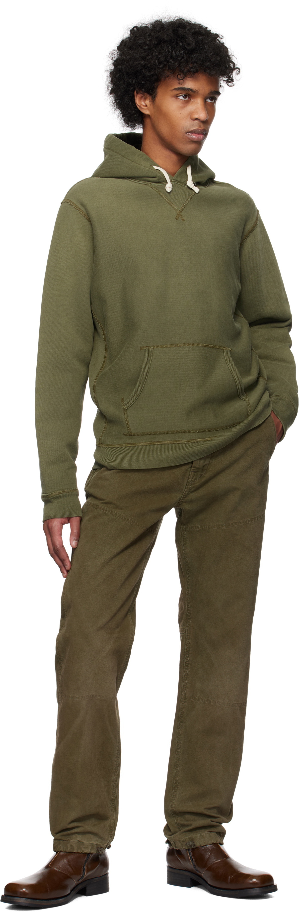 RRL Khaki Garment-Dyed Hoodie