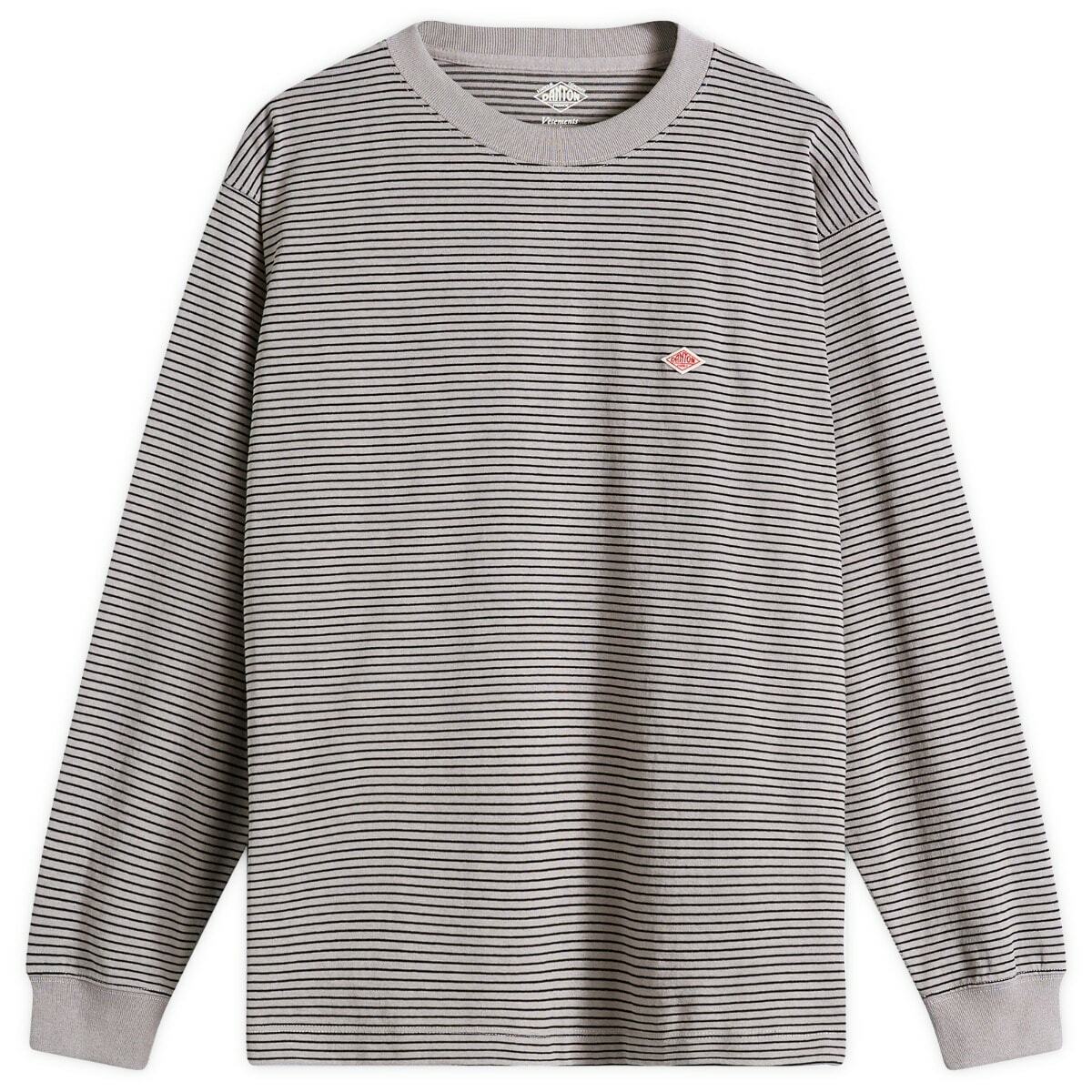 Danton Men's Long Sleeve Stripe T-Shirt in Grey/Black Stripe
