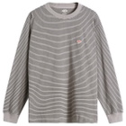 Danton Men's Long Sleeve Stripe T-Shirt in Grey/Black Stripe