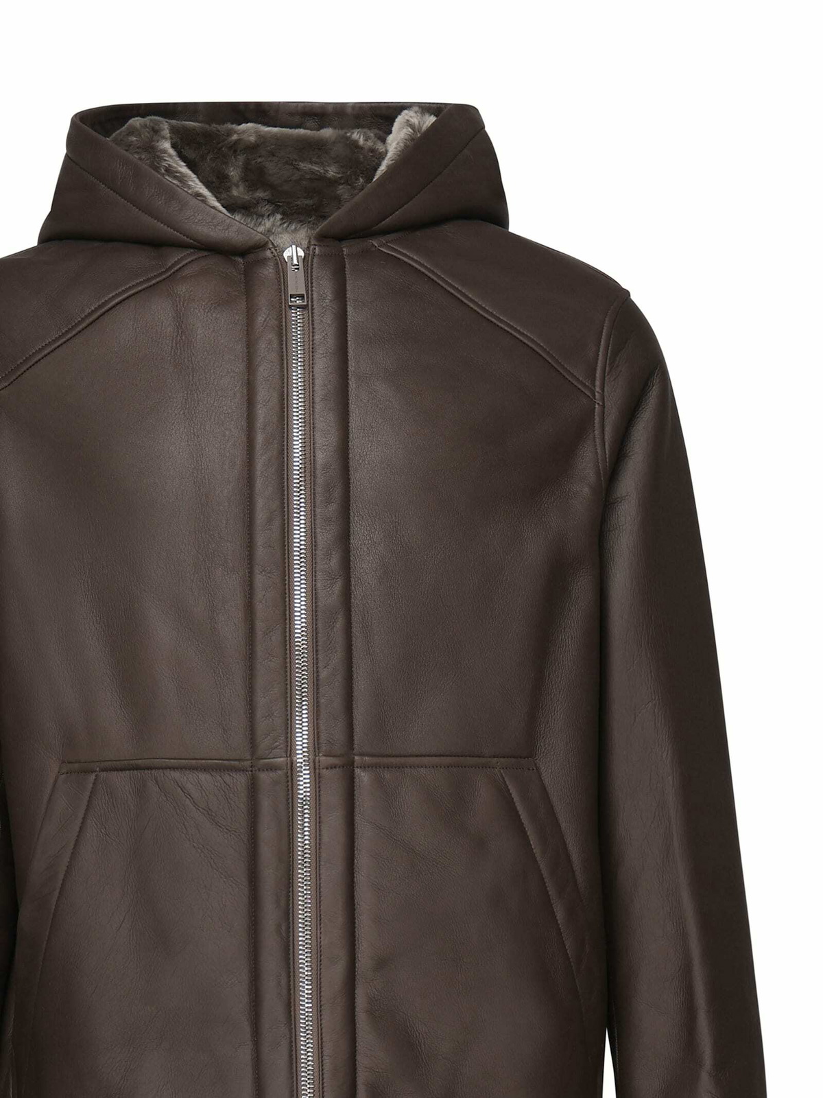 Yves Salomon Leather Jacket With Hood