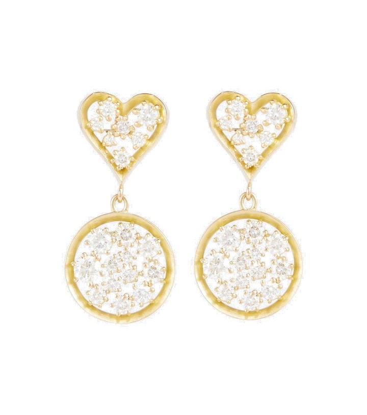 Photo: Jade Trau Margot Heart 18kt gold drop earrings with diamonds