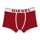 Diesel Three-Pack White and Red Fresh and Bright Boxer Briefs