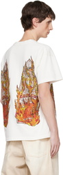 Who Decides War White Rhinestone Flame Glass T-shirt
