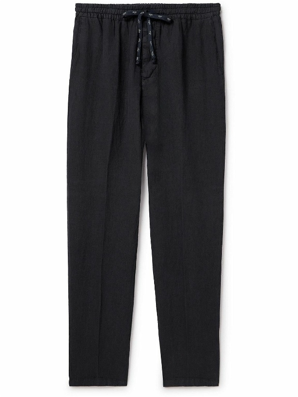 Photo: Altea - Tapered Linen Drawstring Trousers - Blue
