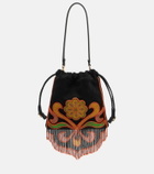 Etro Kalispera Small beaded suede shoulder bag