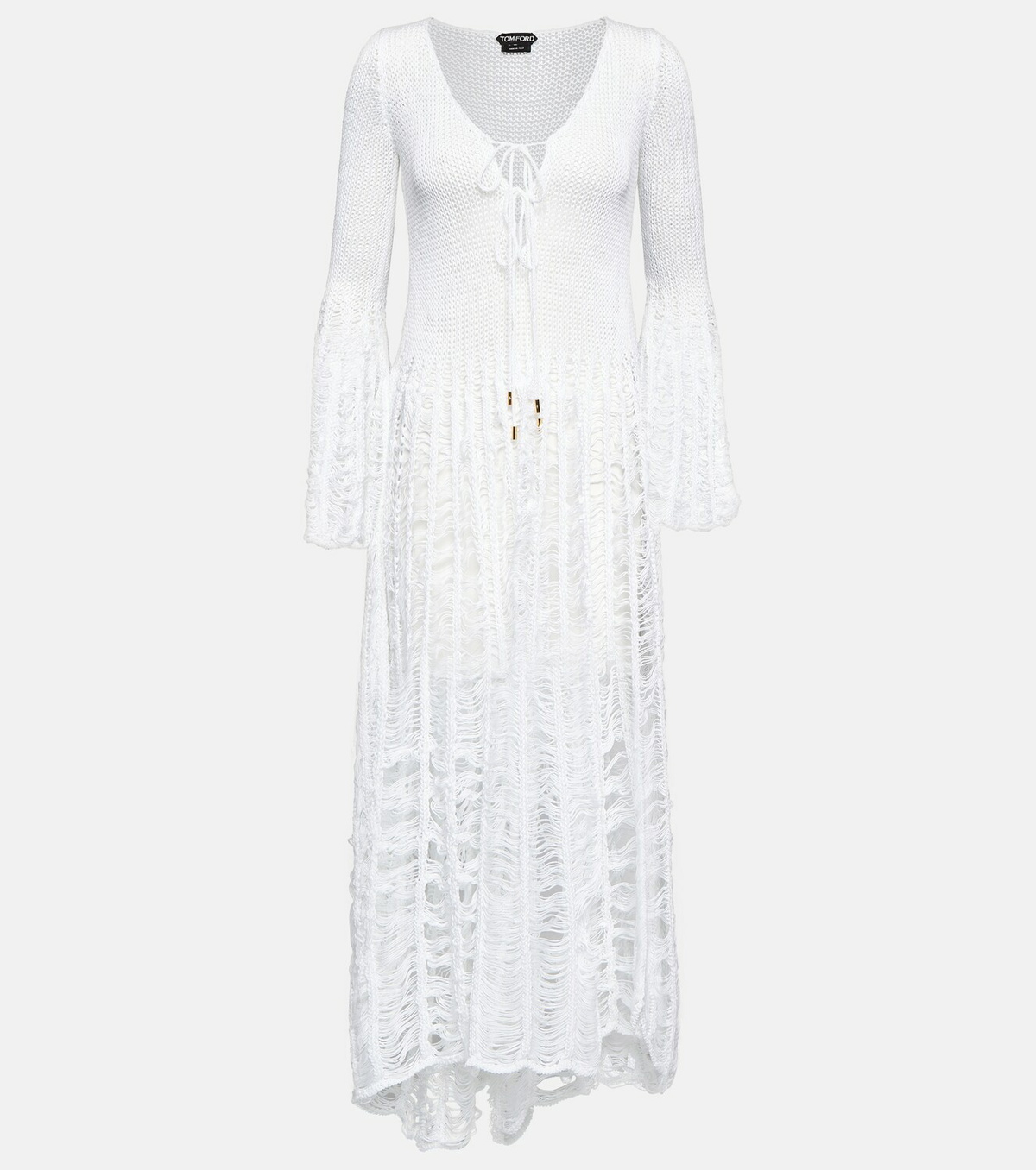 tom ford crochet dress TOM FORD Fringed Crystal-embellished Cord Halterneck Mini Dress - Women - Silver Dresses