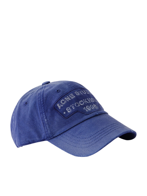 Photo: Acne Studios - Logo-Printed Distressed Cotton-Twill Baseball Cap - Blue