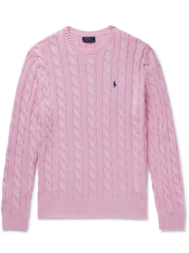 Photo: POLO RALPH LAUREN - Cable-Knit Cotton Sweater - Pink