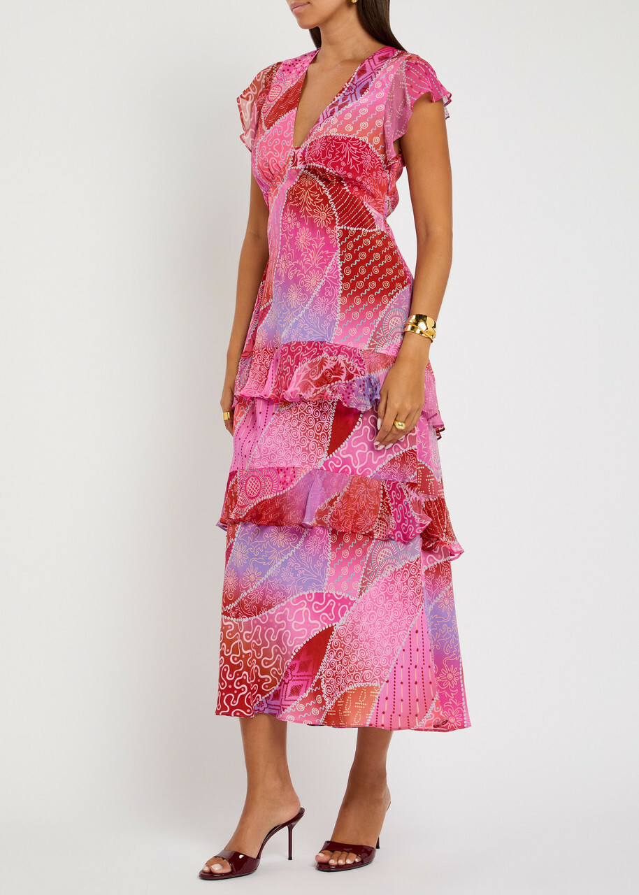 【Rixo】 Briellaプリントリネンブレンドミディドレス Rixo Briella printed linen-blend midi dress Rixo