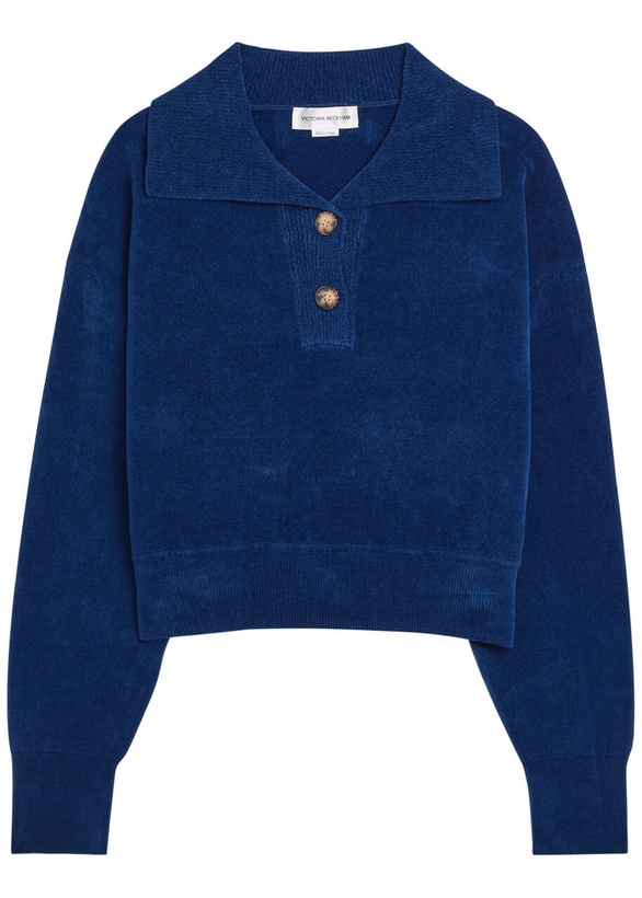 Photo: Victoria Beckham Chenille Knit Polo Jumper Navy