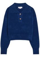 Victoria Beckham Chenille Knit Polo Jumper Navy