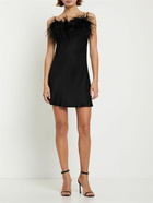 SLEEPER - Boheme Satin Mini Dress W/ Feathers