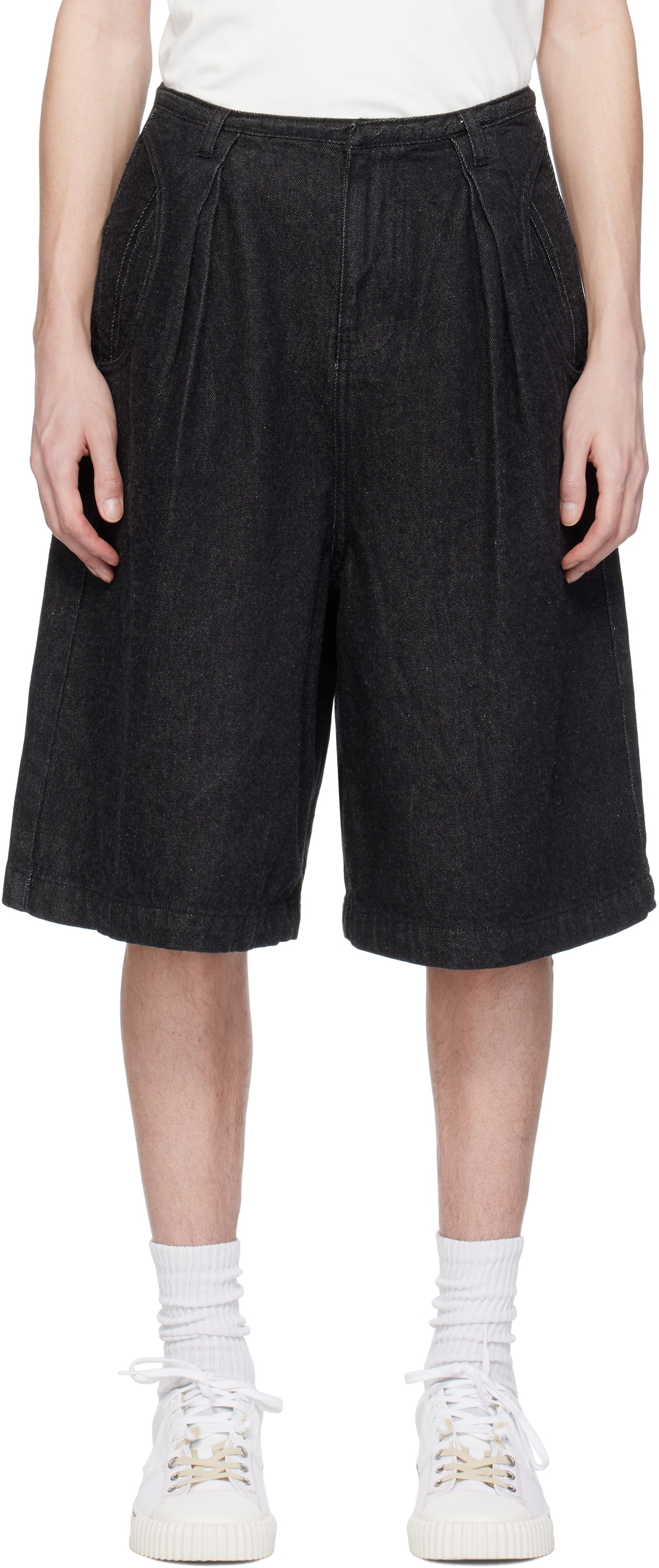 ADER error Black Striped Balkan Shorts ADER error