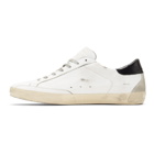 Golden Goose White and Black Metal Logo Superstar Sneakers