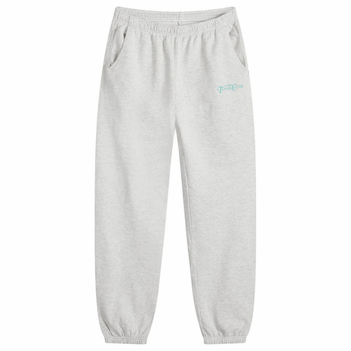 Photo: Sporty & Rich Men's Rizzolo Tennis Sweat Pants in Heather Grey/Caribbean