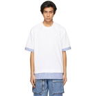 Juun.J White and Blue Striped Layered T-Shirt