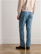 Sid Mashburn - Straight-Leg Virgin Wool, Cotton and Silk-Blend Trousers - Blue