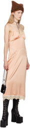 Anna Sui Pink Lace Trim Midi Dress