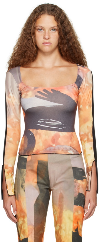 Photo: ELLISS Orange Sunflower Long Sleeve T-Shirt