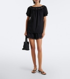 Posse Marilyn lace-trimmed cotton shorts