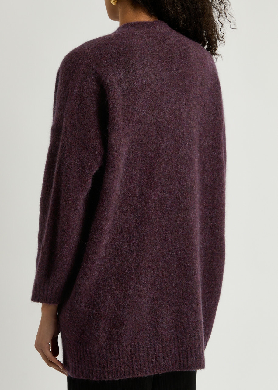 EILEEN FISHER アイリーン　フィッシャー カーディガン M 紫 【古着】【中古】【送料無料】 Eileen Fisher Purple Knit Cardigan Aubergine Clutch Jacket – Style