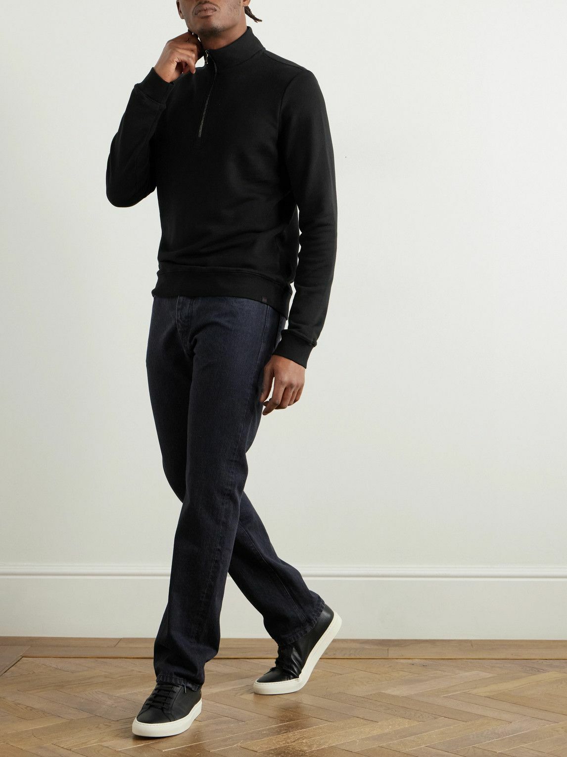 Derek Rose - Cotton and Modal-Blend Jersey Half-Zip Sweatshirt - Black