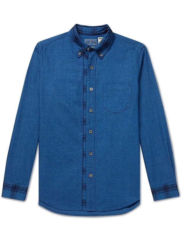 Photo: Blue Blue Japan - Button-Down Collar Cotton-Flannel Shirt - Blue