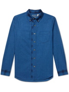 Blue Blue Japan - Button-Down Collar Cotton-Flannel Shirt - Blue
