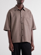 NAHMIAS - Houndstooth Wool-Blend Twill Shirt - Brown