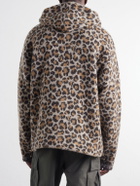 KAPITAL - Hooded Leopard-Jacquard Half-Zip Sweater - Neutrals