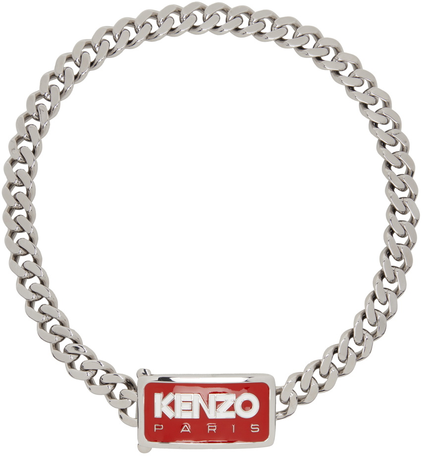Kenzo Silver & Red Identity Necklace